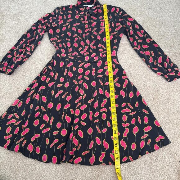 Diane von Furstenberg Chrissie Silk Dress Size 0 Black and Red Dark Romantic - Picture 7 of 8